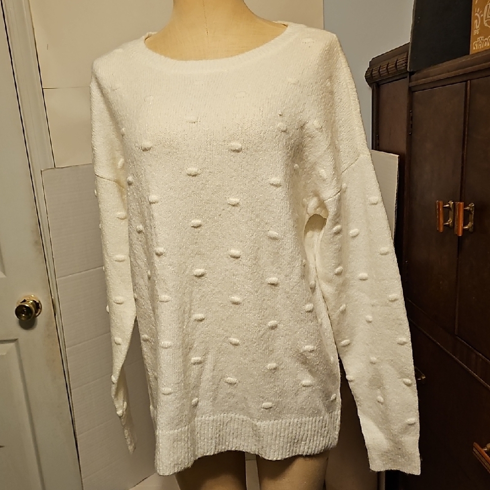 Women's White Textured Sweater